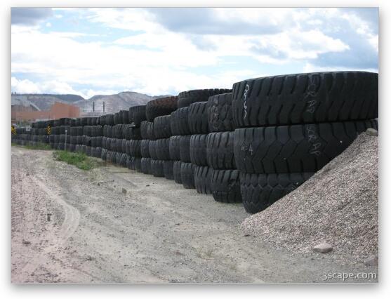 Huge truck tires from mining operation Fine Art Metal Print