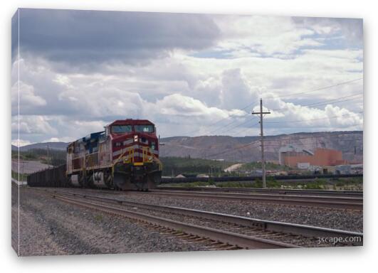 Very long train filled with iron ore Fine Art Canvas Print