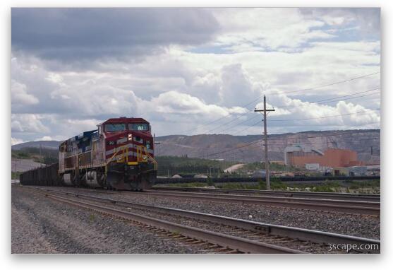 Very long train filled with iron ore Fine Art Metal Print