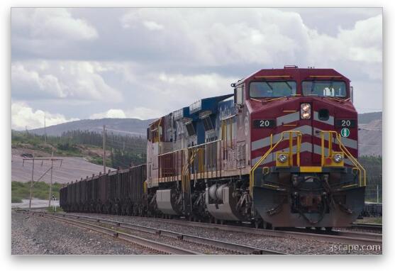 Very long train filled with iron ore Fine Art Print