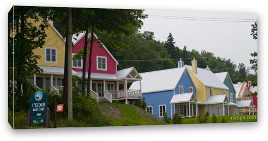 Colorful houses in St. Irenee, Quebec Fine Art Canvas Print
