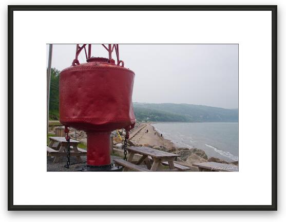 Big red buoy in St. Irenee, Quebec Framed Fine Art Print