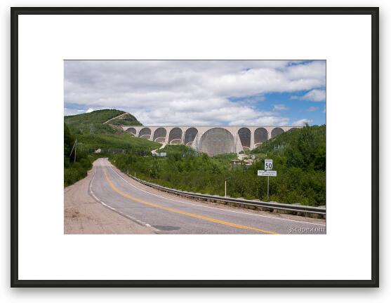 Daniel Johnson Dam - Worlds largest multiple arch and buttress dam Framed Fine Art Print