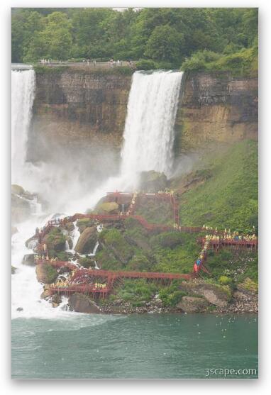 American Falls and tourists walking to the Cave of the Winds Fine Art Metal Print