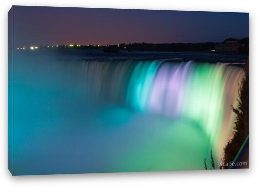 Colorful lights illuminating Niagara Falls Fine Art Canvas Print
