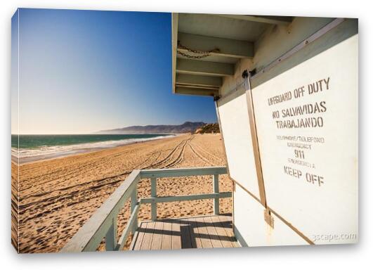 California Lifeguard shack at Zuma Beach Fine Art Canvas Print