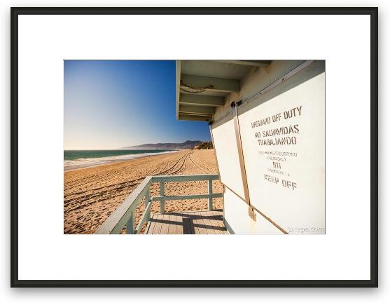 California Lifeguard shack at Zuma Beach Framed Fine Art Print