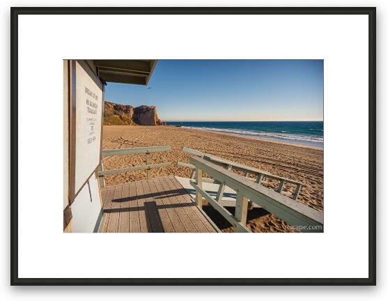 California Lifeguard shack at Zuma Beach Framed Fine Art Print