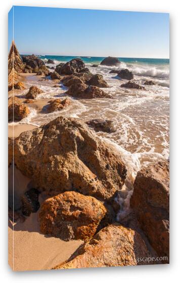 Waves and rocks at Zuma Beach Fine Art Canvas Print
