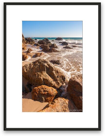 Waves and rocks at Zuma Beach Framed Fine Art Print