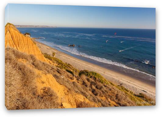Kite boarding on the southern California coast Fine Art Canvas Print