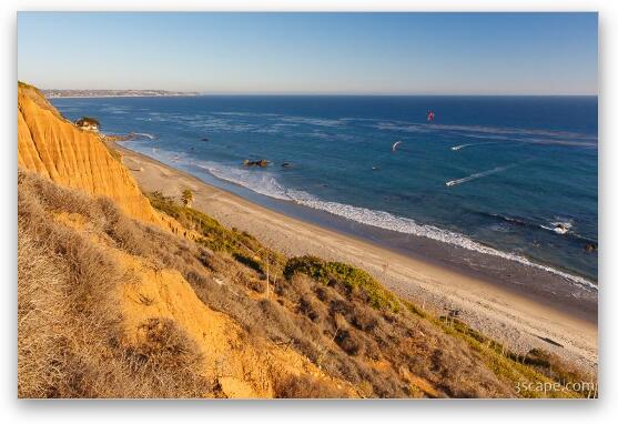 Kite boarding on the southern California coast Fine Art Print