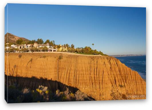 Big homes on bluffs on the Pacific coast Fine Art Canvas Print