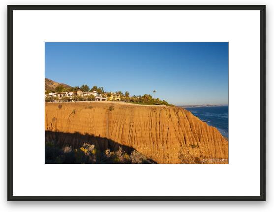 Big homes on bluffs on the Pacific coast Framed Fine Art Print