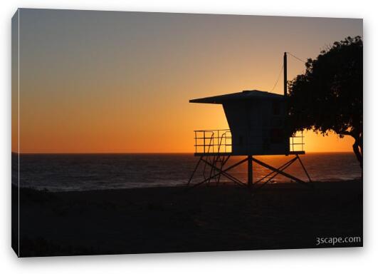 California Life Guard Shack at Sunset Fine Art Canvas Print