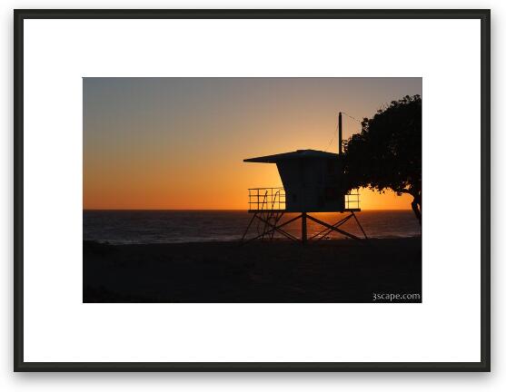 California Life Guard Shack at Sunset Framed Fine Art Print