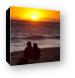 Two people enjoying the sunset at Tree at sunset, Leo Carrillo State Beach Canvas Print