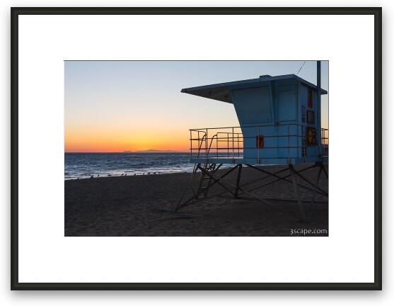 Lifeguard shack at sunset at Leo Carrillo State Beach Framed Fine Art Print