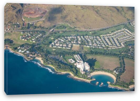 Aerial view of Oahu Fine Art Canvas Print