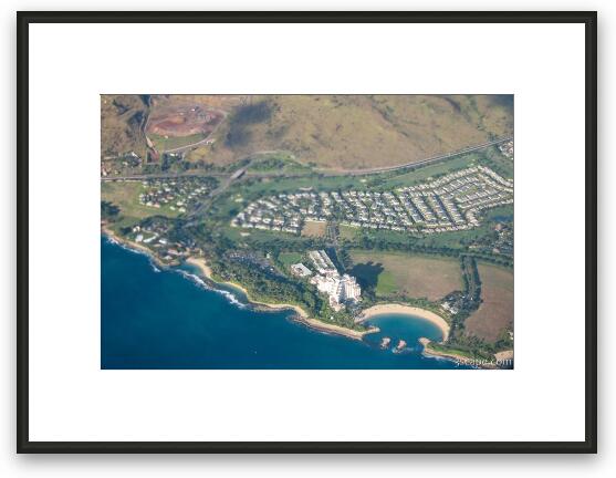 Aerial view of Oahu Framed Fine Art Print