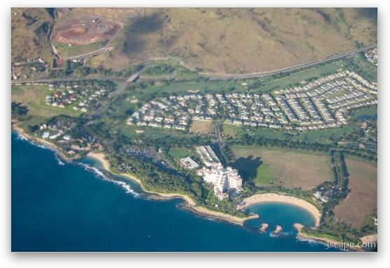 Aerial view of Oahu Fine Art Print