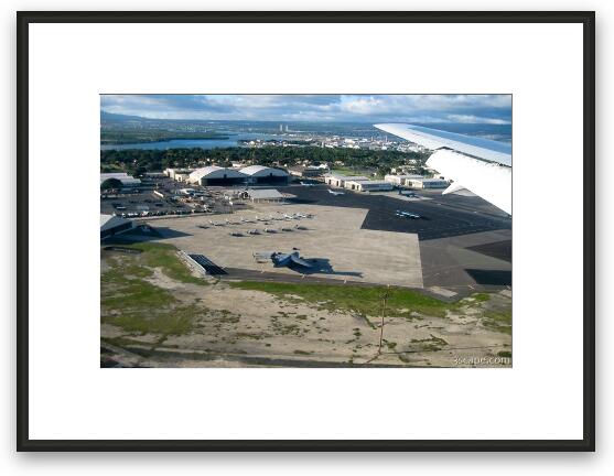 Aerial view of Oahu - Air Force base Framed Fine Art Print
