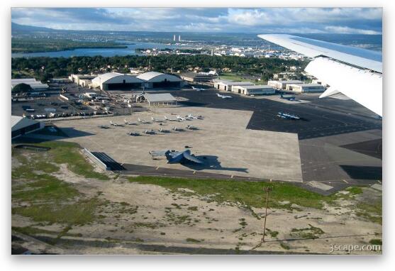 Aerial view of Oahu - Air Force base Fine Art Print