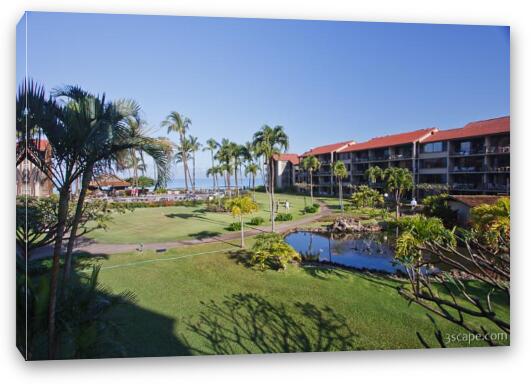 Papakea Resort grounds with view of the ocean Fine Art Canvas Print