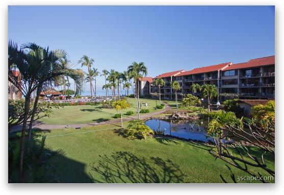Papakea Resort grounds with view of the ocean Fine Art Metal Print