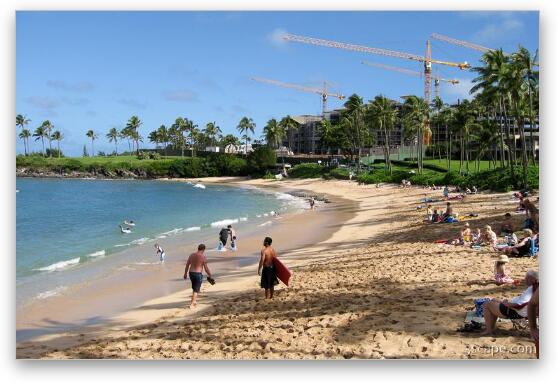 Napili Beach with resort construction in the background Fine Art Metal Print