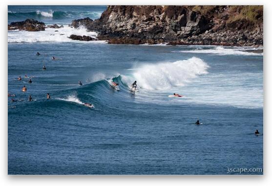 Surfers near Honolua Fine Art Metal Print