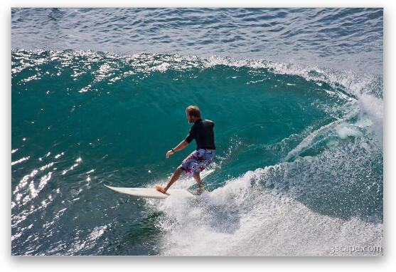 Surfer taking a wave near Honolua Fine Art Metal Print
