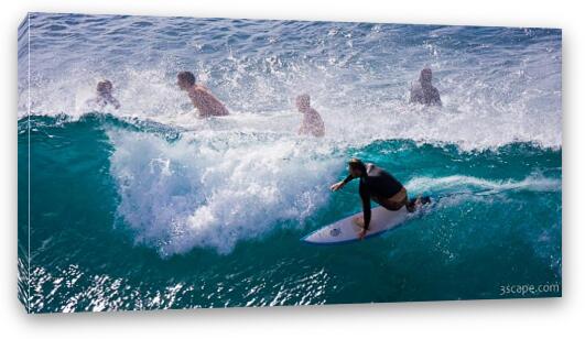 Surfer taking a wave near Honolua Fine Art Canvas Print