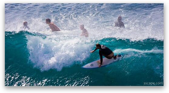 Surfer taking a wave near Honolua Fine Art Print