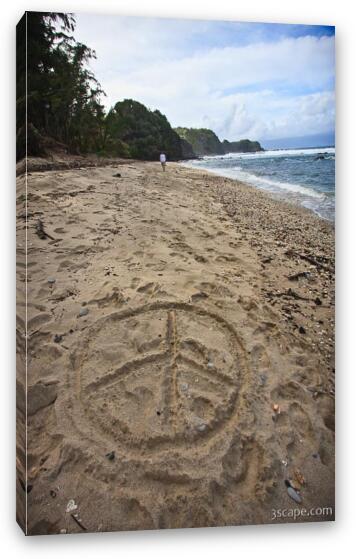 Peace sign in the sand Fine Art Canvas Print