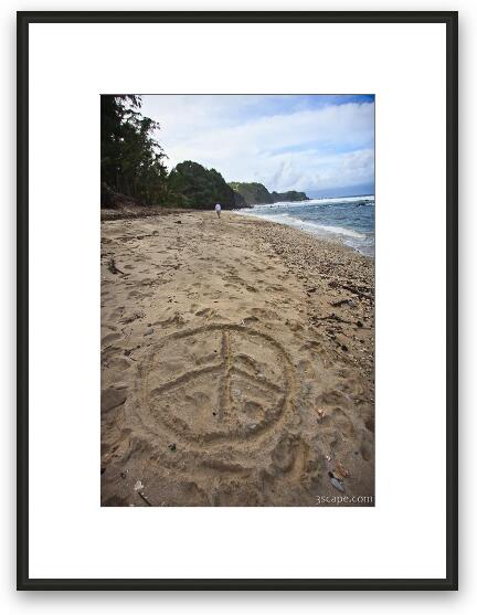 Peace sign in the sand Framed Fine Art Print