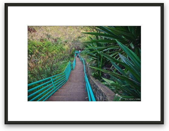 Stairway down to Mokuleia Bay beach Framed Fine Art Print