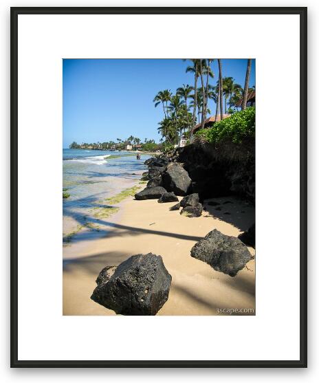 The beach at Papakea Resort Framed Fine Art Print