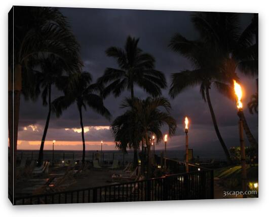Tiki torches after a beautiful Maui sunset Fine Art Canvas Print