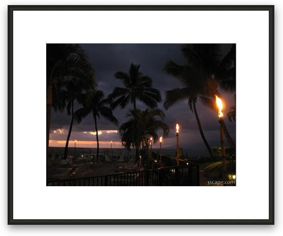 Tiki torches after a beautiful Maui sunset Framed Fine Art Print