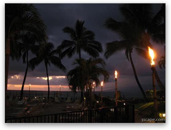 Tiki torches after a beautiful Maui sunset Fine Art Metal Print
