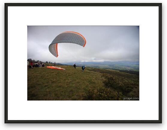 Paragliders taking off from Haleakala Framed Fine Art Print