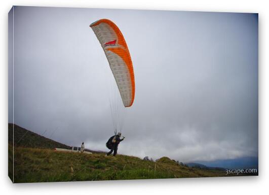 Paragliders taking off from Haleakala Fine Art Canvas Print