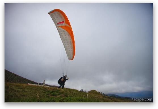Paragliders taking off from Haleakala Fine Art Metal Print