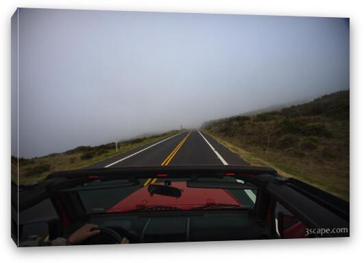 Driving into the clouds on Haleakala Fine Art Canvas Print