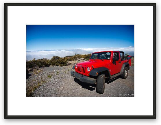 Jeep Wrangler above the clouds on Haleakala Volcano Framed Fine Art Print
