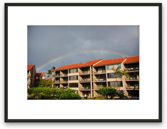 Rainbow over our resort Framed Fine Art Print