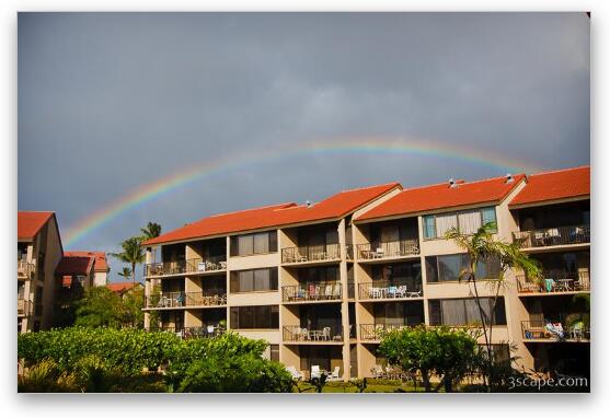 Rainbow over our resort Fine Art Print