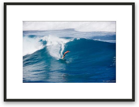 Surfer cutting a wave on Maui's north shore - Hookipa Framed Fine Art Print