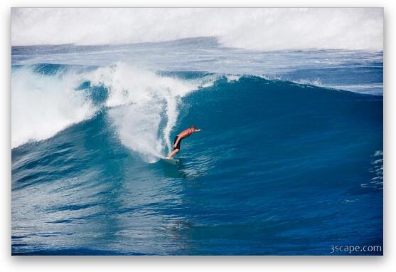 Surfer cutting a wave on Maui's north shore - Hookipa Fine Art Metal Print